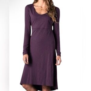 Horny Toad A-Line Dress Womens L Purple Cotton Blend Long Sleeve V-neck  AA10